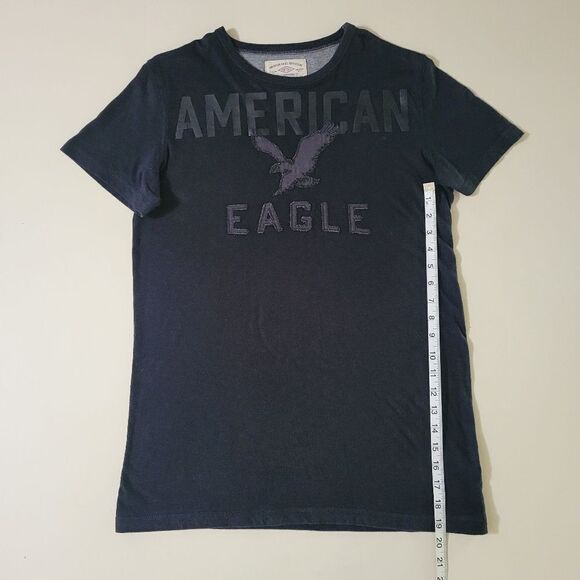 American Eagle Outfitters Men's Black Appliquéd Crewneck Short Sleeve Tee - Picture 5 of 12
